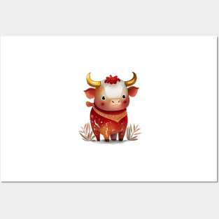 Watercolor Chinese Zodiac Year of the Ox Posters and Art